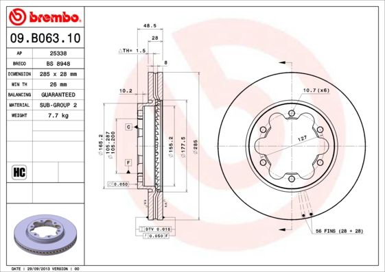 фото Тормозной диск brembo 09.b063.10