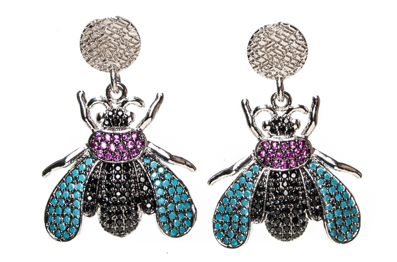 

Серьги Moon Paris подвески мухи со стразами (серебристый), Mo-1810-154