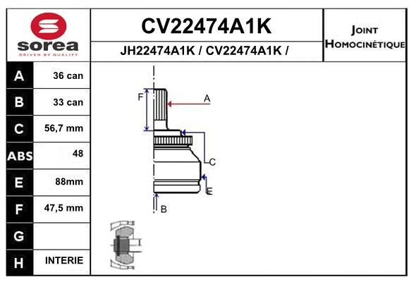 Шрус EAI CV22474A1K