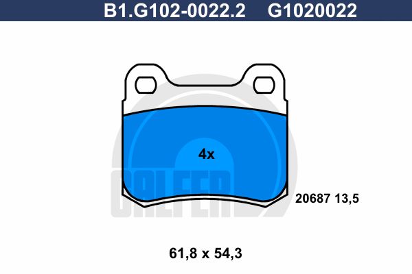 Комплект тормозных дисковых колодок GALFER B1.G102-0022.2