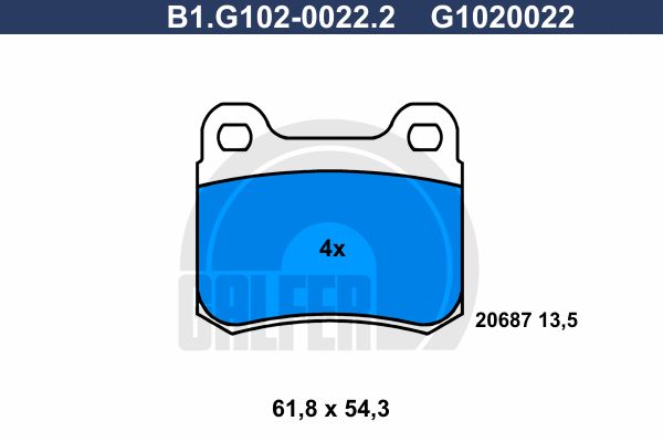 

Комплект тормозных дисковых колодок GALFER B1.G102-0022.2