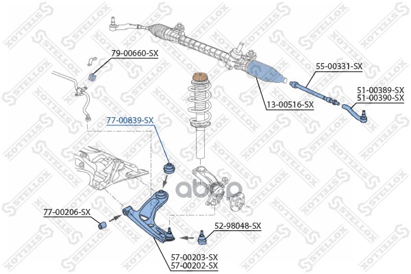 фото Сайлентблок рычага пер. ниж. зад. citroen c1,peugeot 107,toyota aygo 05 stellox 7700839sx