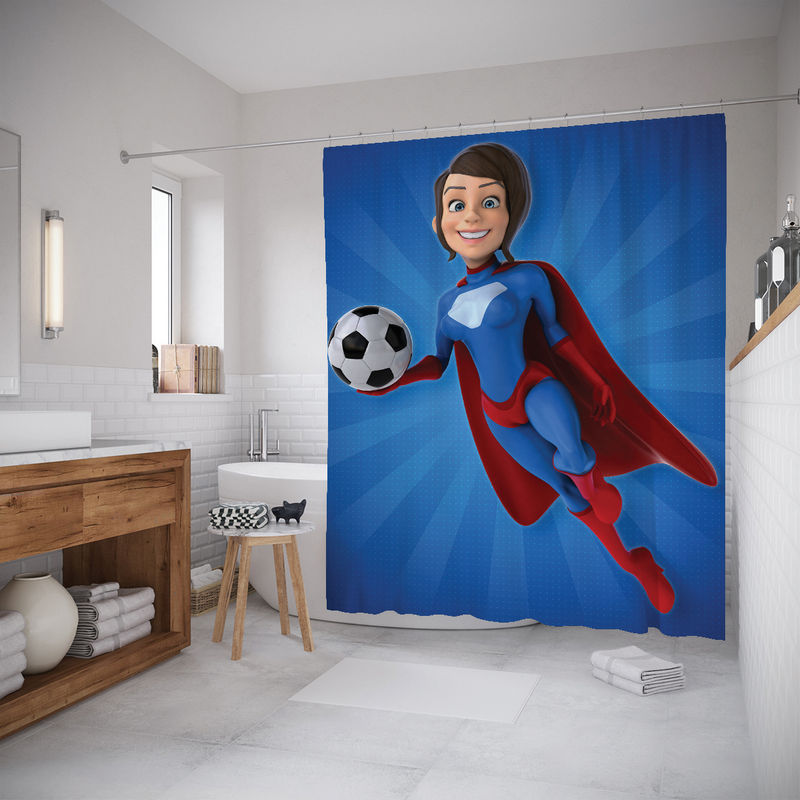 фото Штора для ванной joyarty «супергерой футбола» 180x200 см