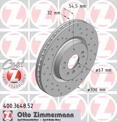 фото Тормозной диск zimmermann 400.3648.52