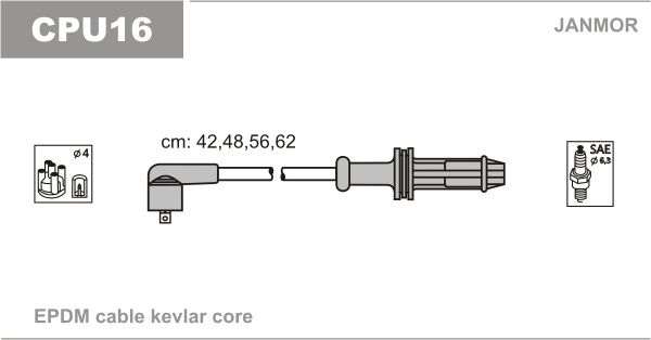 

Комплект проводов зажигания JANMOR CPU16