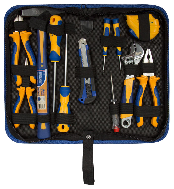 Набор инструментов Kraft KT 703001 в сумке, 12 предметов липучка для крепления ковриков в автомобиль 6×4 см набор 5 шт