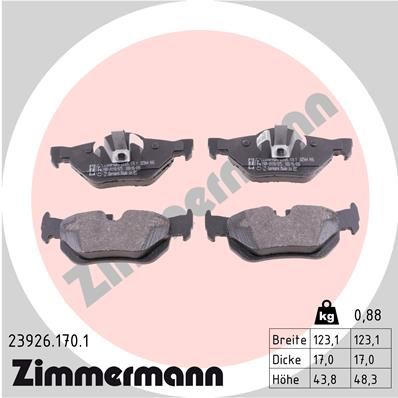 фото Комплект тормозных колодок, дисковый тормоз zimmermann 23926.170.1