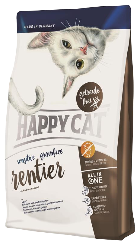 фото Сухой корм для кошек happy cat sensitive, беззерновой, оленина, 0,3кг