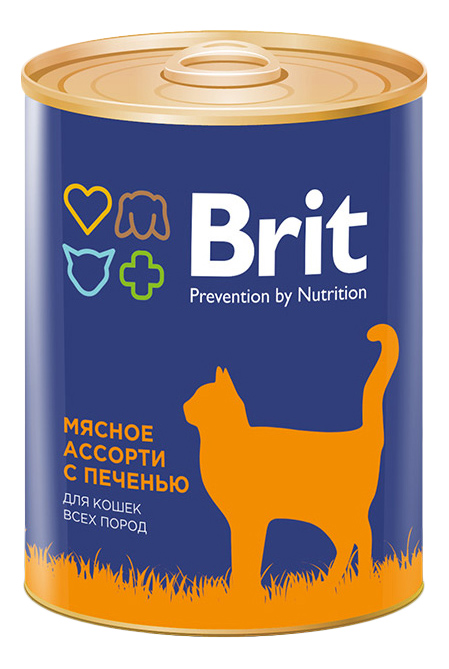 фото Консервы для кошек brit prevention by nutrition, мясное ассорти с печенью, 12шт, 340г