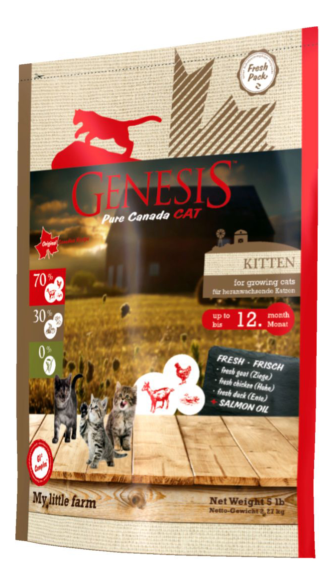 Сухой корм для котят Genesis Pure Canada My Little Farm Kitten, утка, курица, коза, 2,2кг