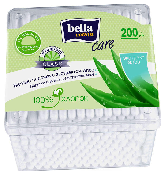 Ватные палочки Bella Cotton Care с экстрактом алоэ 200 шт ватные диски bella cotton care с экстрактом алоэ 5 упаковок по 70 шт