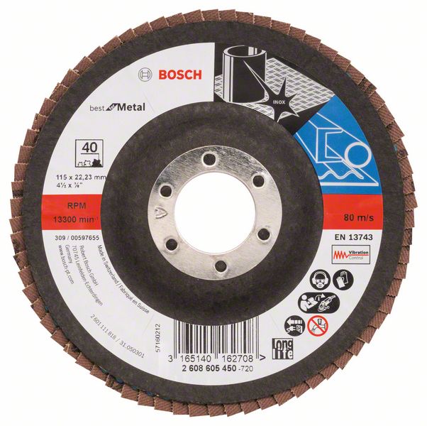 фото Круг лепестковый bosch 115мм k40 best for metal 2608605450