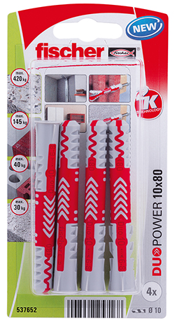 

Дюбель универсальный Fischer 10x80 DUOPOWER (4 шт) 537652