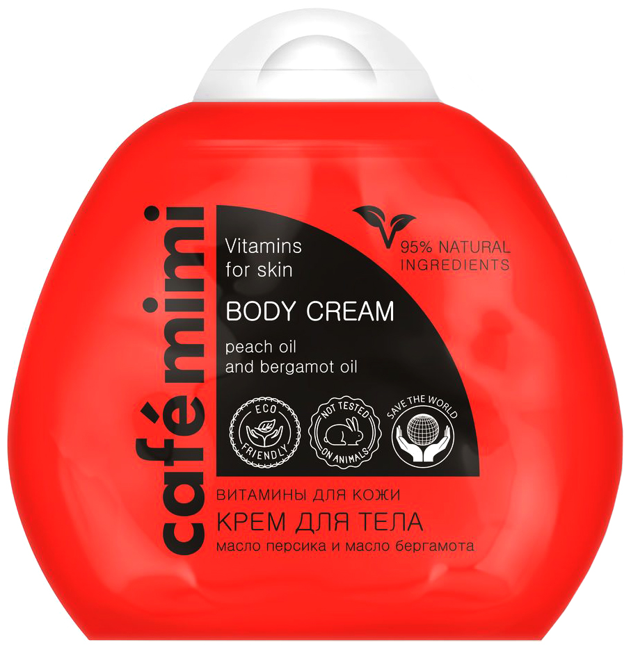 фото Крем для тела cafe mimi витамины для кожи масло персика и экстракт бергамота 250 мл