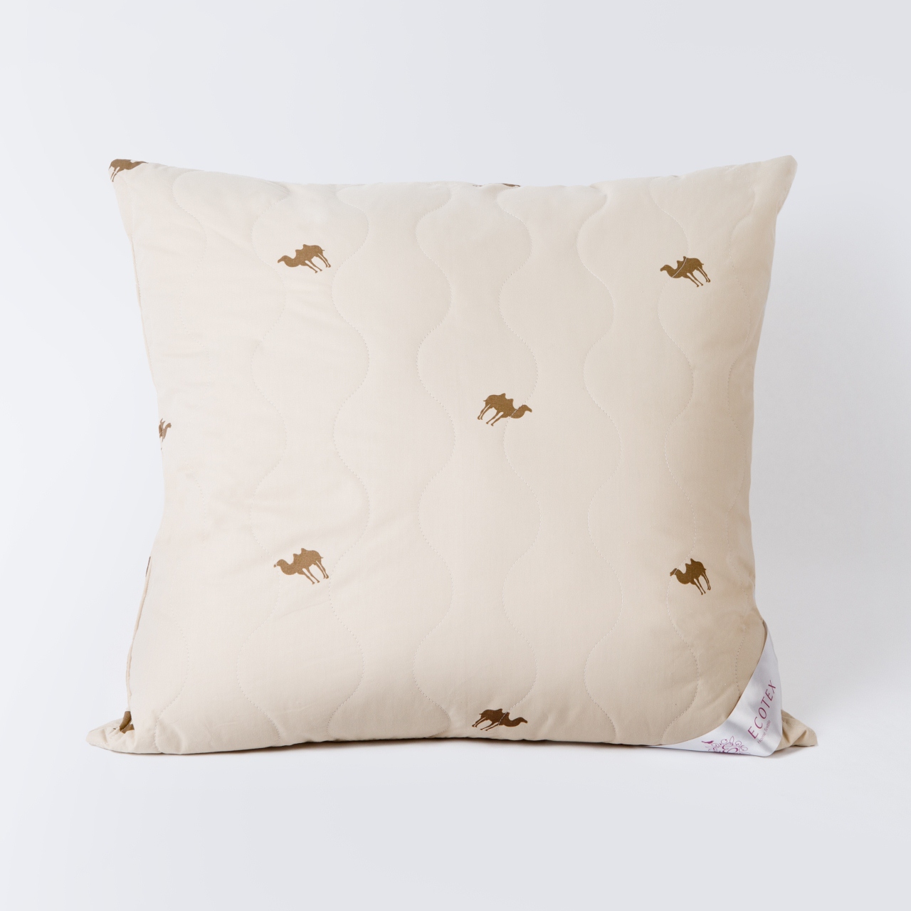 Подушка для сна Ecotex Караван, 70x70, шерсть верблюжья, тик (100% хлопок)