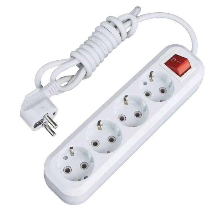 фото Удлинитель ekf uba16-310-4-05i, 4 розетки, 5 м, white