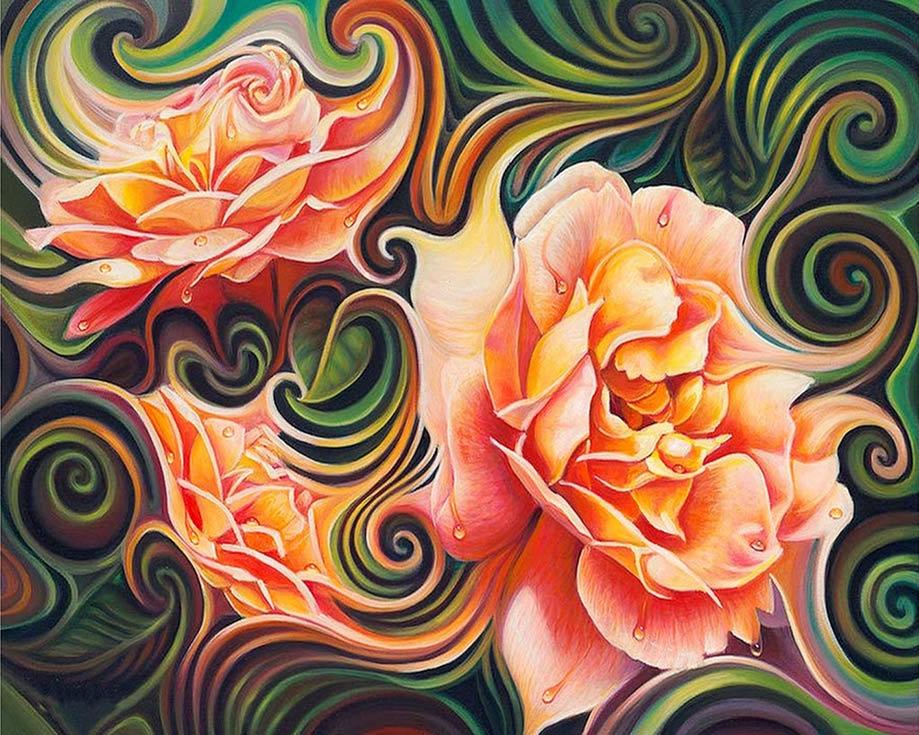 

Алмазная вышивка Алмазная Живопись Розы в абстракции, 40x50 см, Розы в абстракции