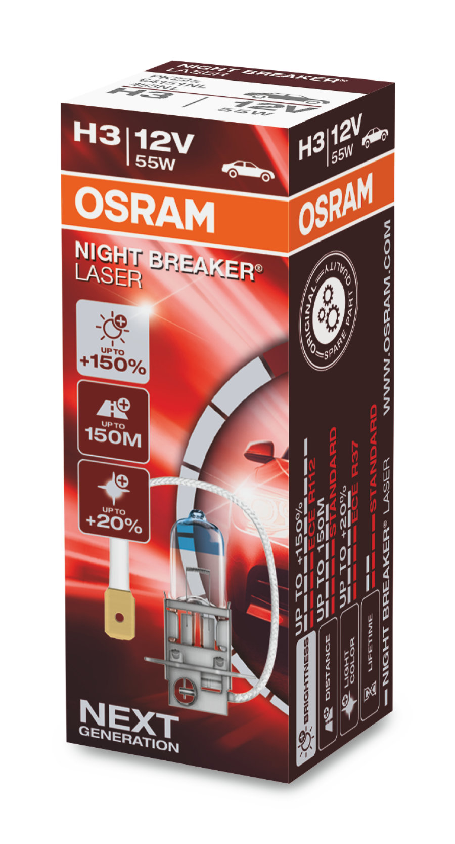 фото Лампа h3 12v (55w) night breaker laser, 1шт, картон osram арт. 64151nl