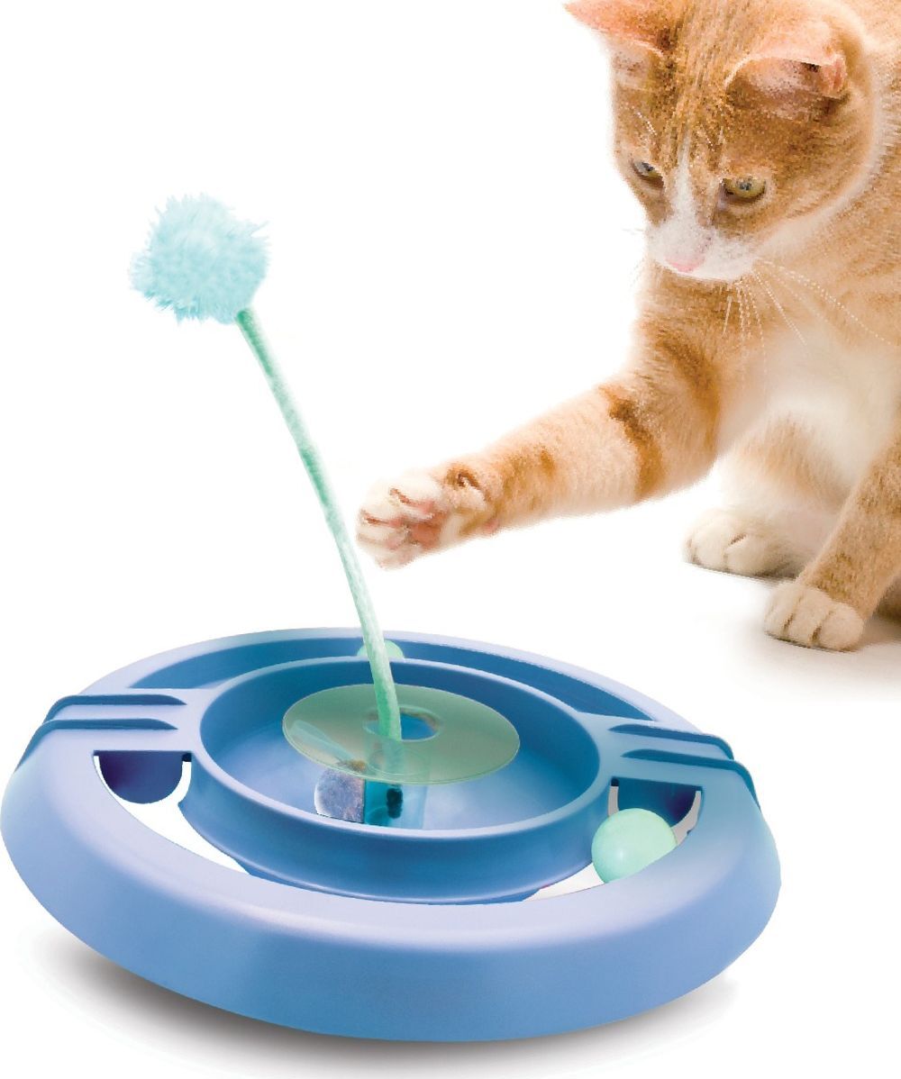 фото Трек для кошек petstages трек-неваляшка пластик, плюш, голубой, 34 см