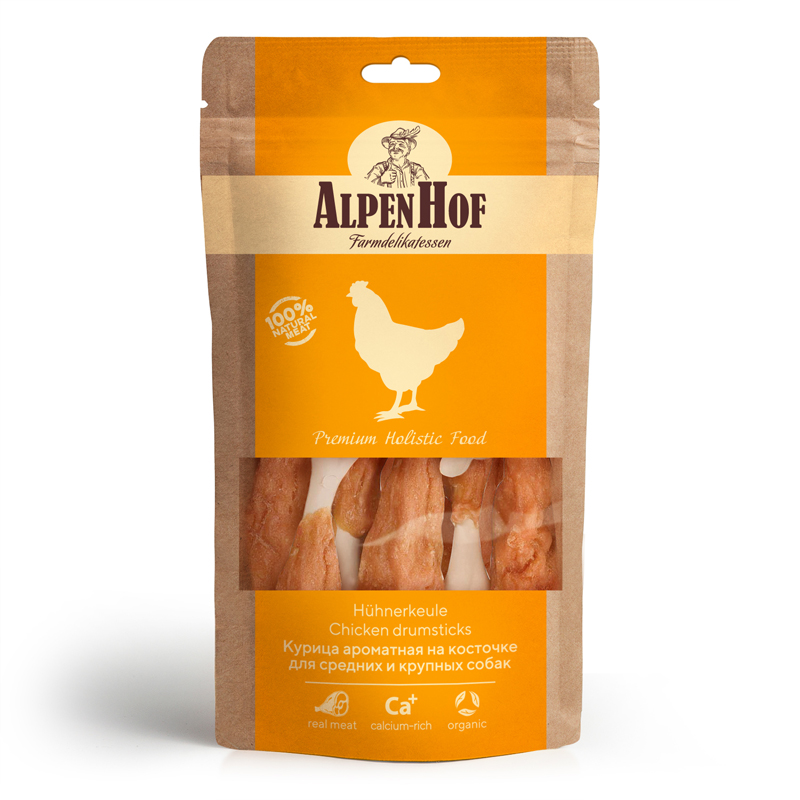 фото Лакомство для собак alpenhof курица ароматная на косточке, для средних и крупных пород,80г