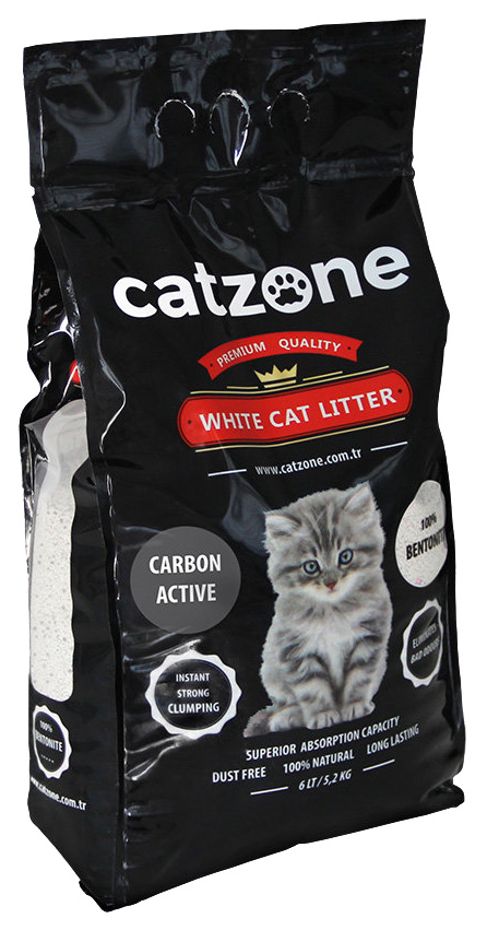 фото Комкующийся наполнитель для кошек catzone active carbon бентонитовый, 5.2 кг, 6 л