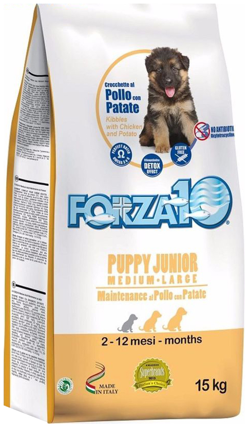 фото Сухой корм для щенков forza10 puppy junior medium/large, курица, рыба, картофель, 15кг