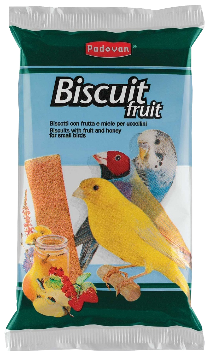 

Лакомство для декоративных птиц бисквит Padovan Biscuit Fruit с фруктами и яйцом, 30 г