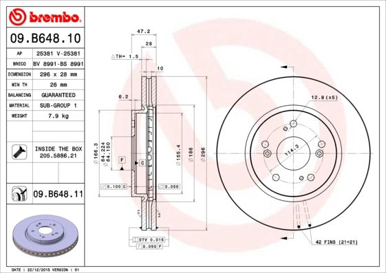 фото Тормозной диск brembo 09.b648.10