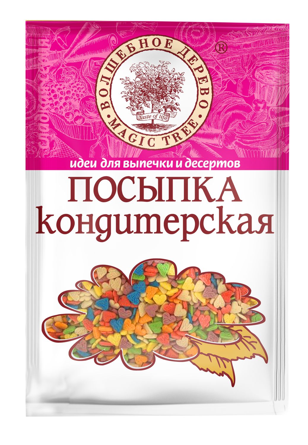 

Посыпка кондитерская Волшебное дерево сердечки разноцветные 40 г
