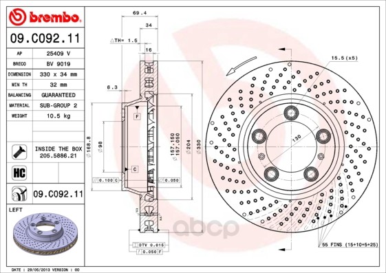 фото Тормозной диск brembo задний для 09c09211