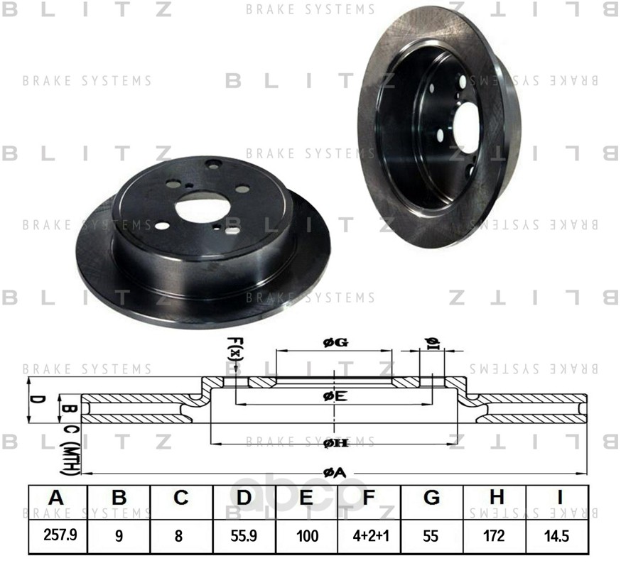 фото Тормозной диск blitz для зад toyota corolla 2002- bs0181