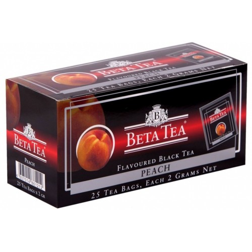 фото Чай черный в пакетиках для чашки beta tea персик 25*2 г