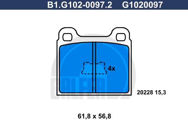 

Комплект тормозных дисковых колодок GALFER B1.G102-0097.2