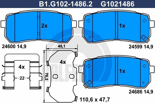 

Комплект тормозных дисковых колодок GALFER B1.G102-1486.2