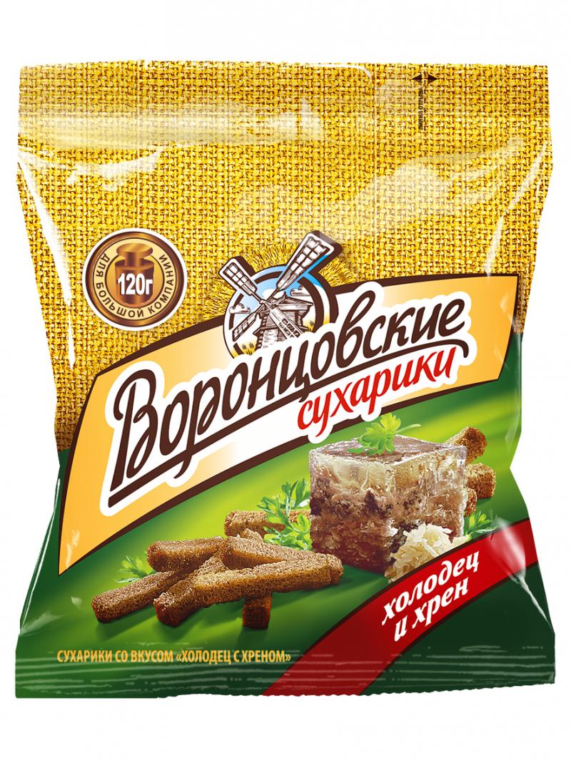 Сухарики Воронцовские ржано-пшеничные со вкусом холодец с хреном 120 г