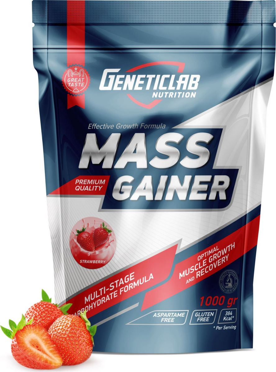 Гейнер GeneticLab Nutrition Mass Gainer, 1000 г, strawberry