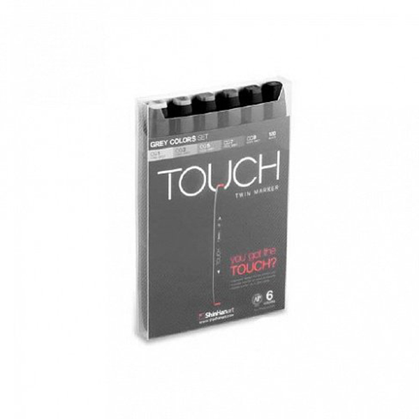 Набор двухсторонних спиртовых маркеров Touch Twin 6шт Серые тона серый; черный