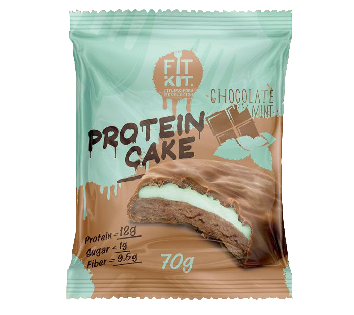 Fit Kit Protein Cake 70 г (вкус: шоколад-мята) Протеиновое печенье