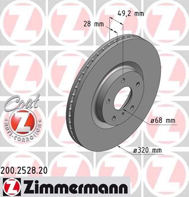 фото Тормозной диск zimmermann 200.2528.20