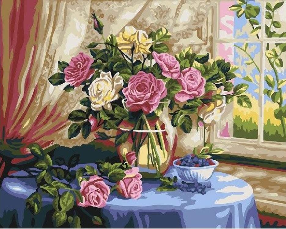 

Картина по номерам Paintboy Розы и черника, 40x50 см, Розы и черника
