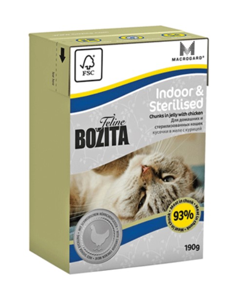 фото Консервы для кошек bozita feline indoor & sterilised, с курицей в желе, 190г