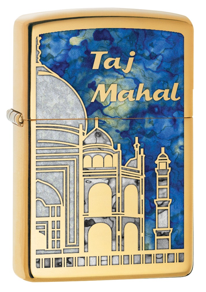 

Бензиновая зажигалка Zippo Taj Mahal High Polish Brass, Золотистый;синий, Taj Mahal