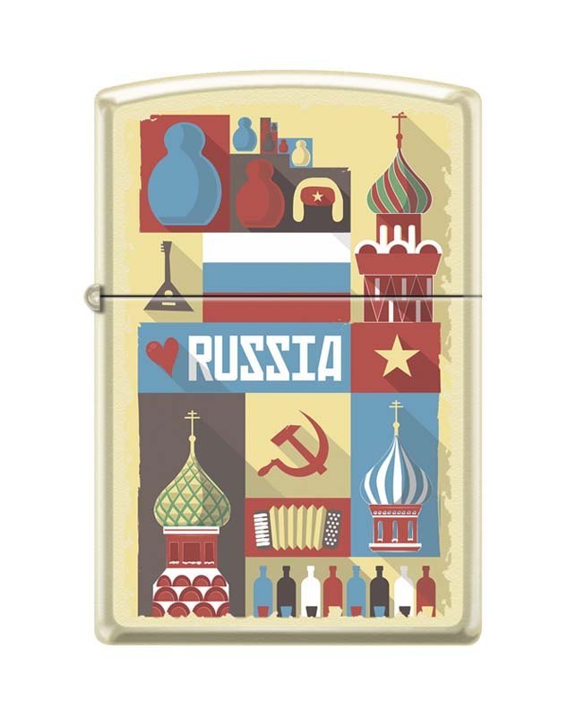 

Бензиновая зажигалка Zippo 216 Russian Postcard Cream Matte, 216 Russian Postcard