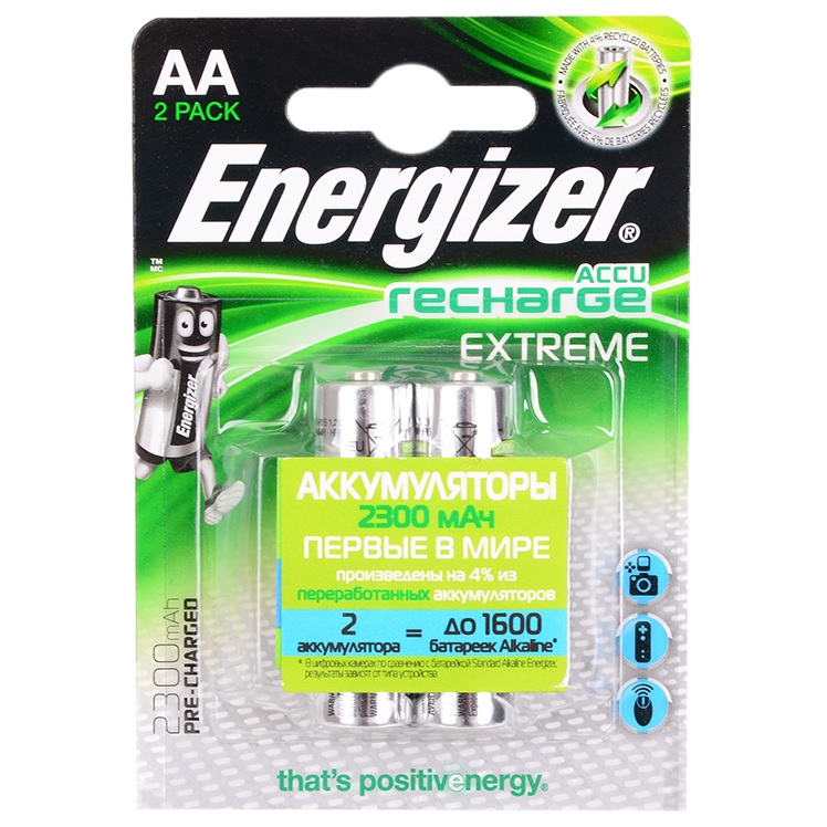 фото Аккумуляторная батарея energizer extreme aa-hr06 fsb, 2 шт