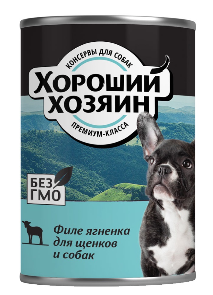 фото Консервы для щенков хороший хозяин, филе ягненка, 340г