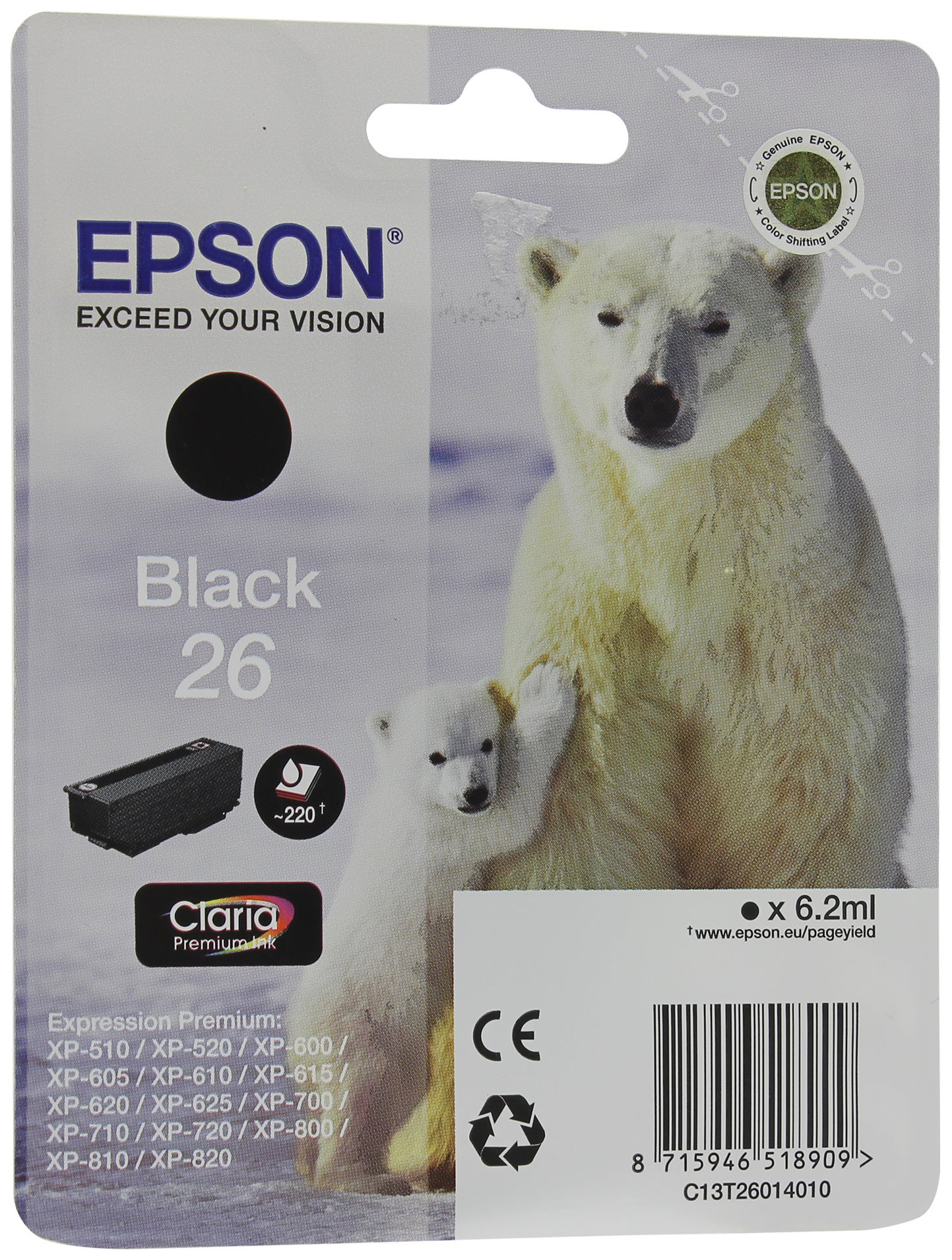 

Картридж для струйного принтера Epson Photo Black 26 черный, оригинал, Photo Black 26