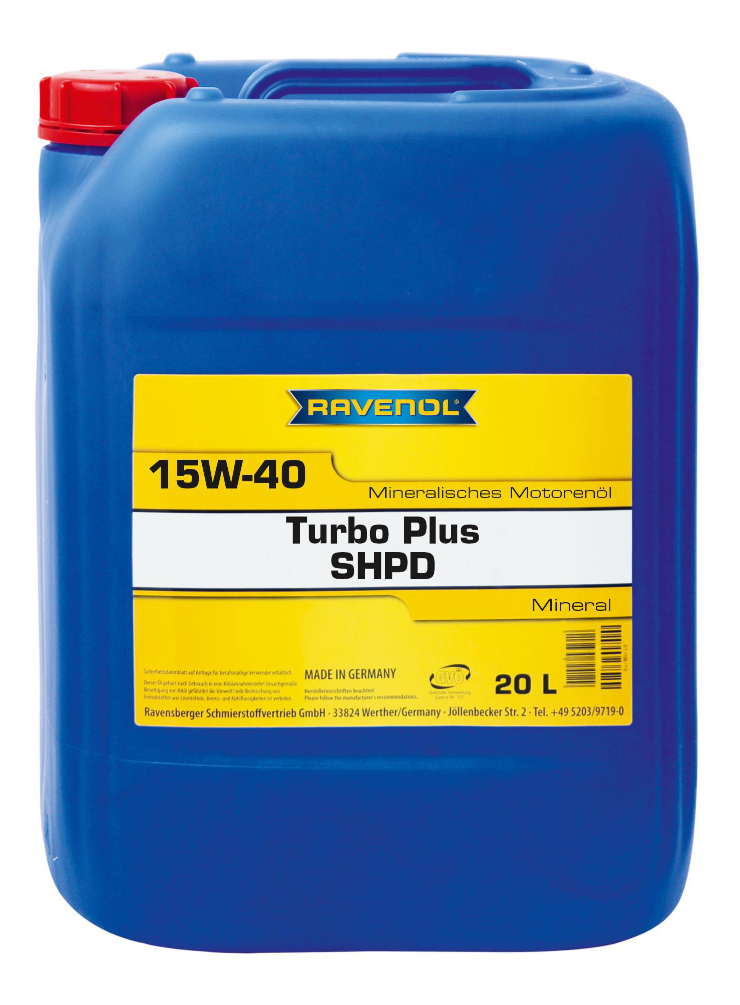 фото Моторное масло ravenol turbo plus shpd 15w-40 20л