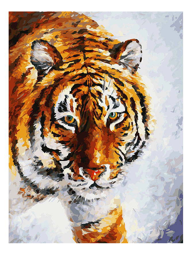 Раскраска по номерам Белоснежка Тигр на снегу