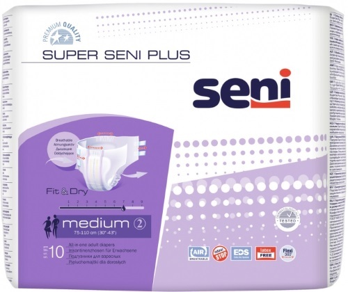 фото Подгузники для взрослых seni super seni plus medium, 10 шт (me10-a02)