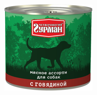 

Консервы для собак Четвероногий Гурман Мясное ассорти, говядина, 340г, Мясное ассорти